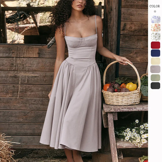 Cotton Slit Long Beach Dress for Women