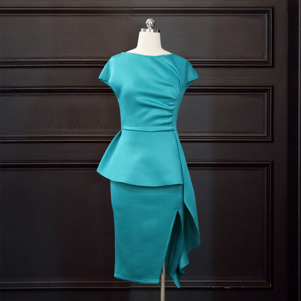 Slimming Sleeveless Slit Ruffled Dress Plus Size Dress