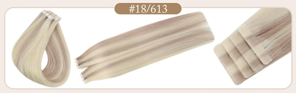 Full Shine Virgin Hand Tied Tape In Adhesives Human Hair Extensions PU Skin Weft Blonde Color Invisible Seamless Injection
