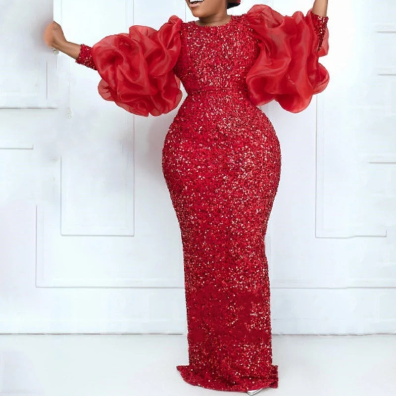 Puff Sleeve High Waist Elegant Party Dress