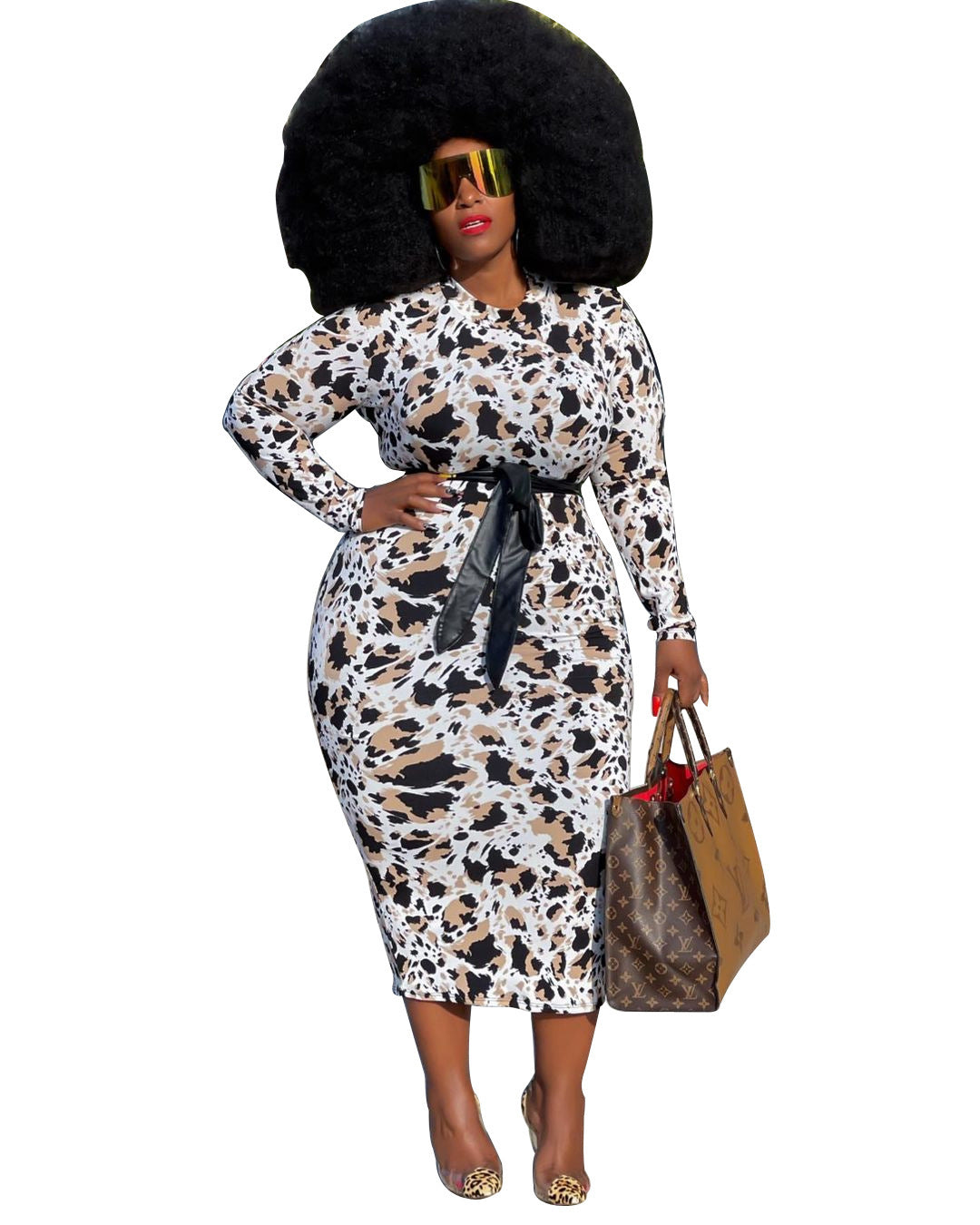 Leopard Print Women's Dresses Office Wear Plus Size Church Dress Plus Size