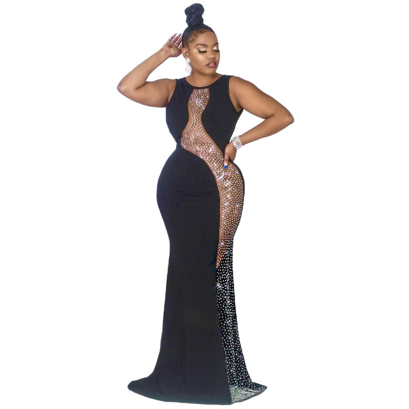 Diamond Hollow Maxi Dress Party Wear Dress for Women