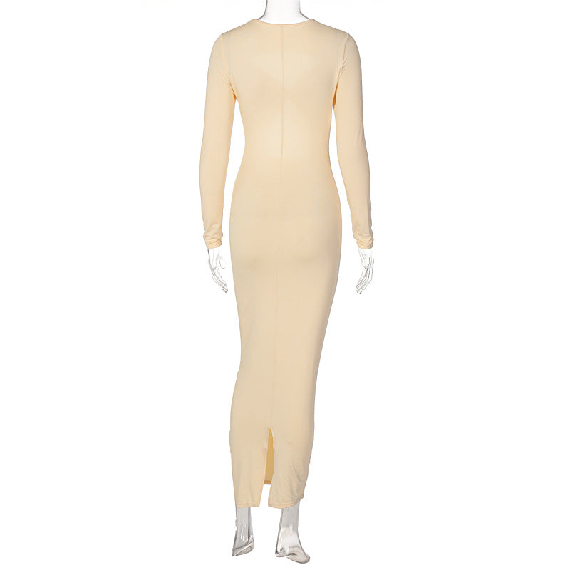 Women Asymmetrical Hollow Out Long Sleeve Sexy Dress