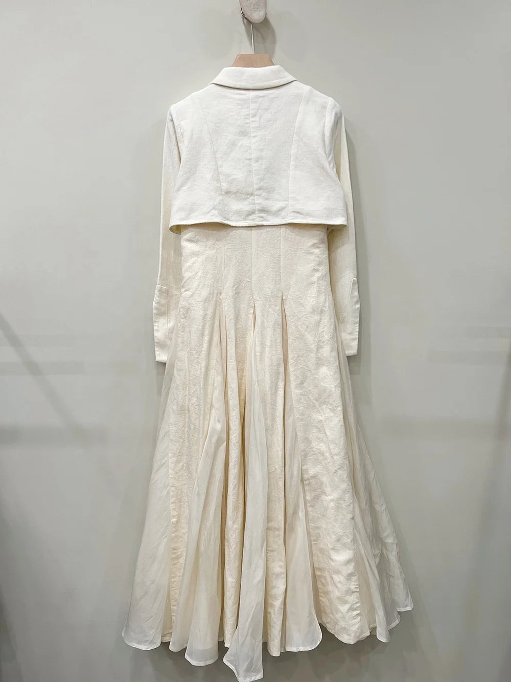 White Jacquard Linen Cotton Dress Coat Long Dresses Maxi Casual Dress Women