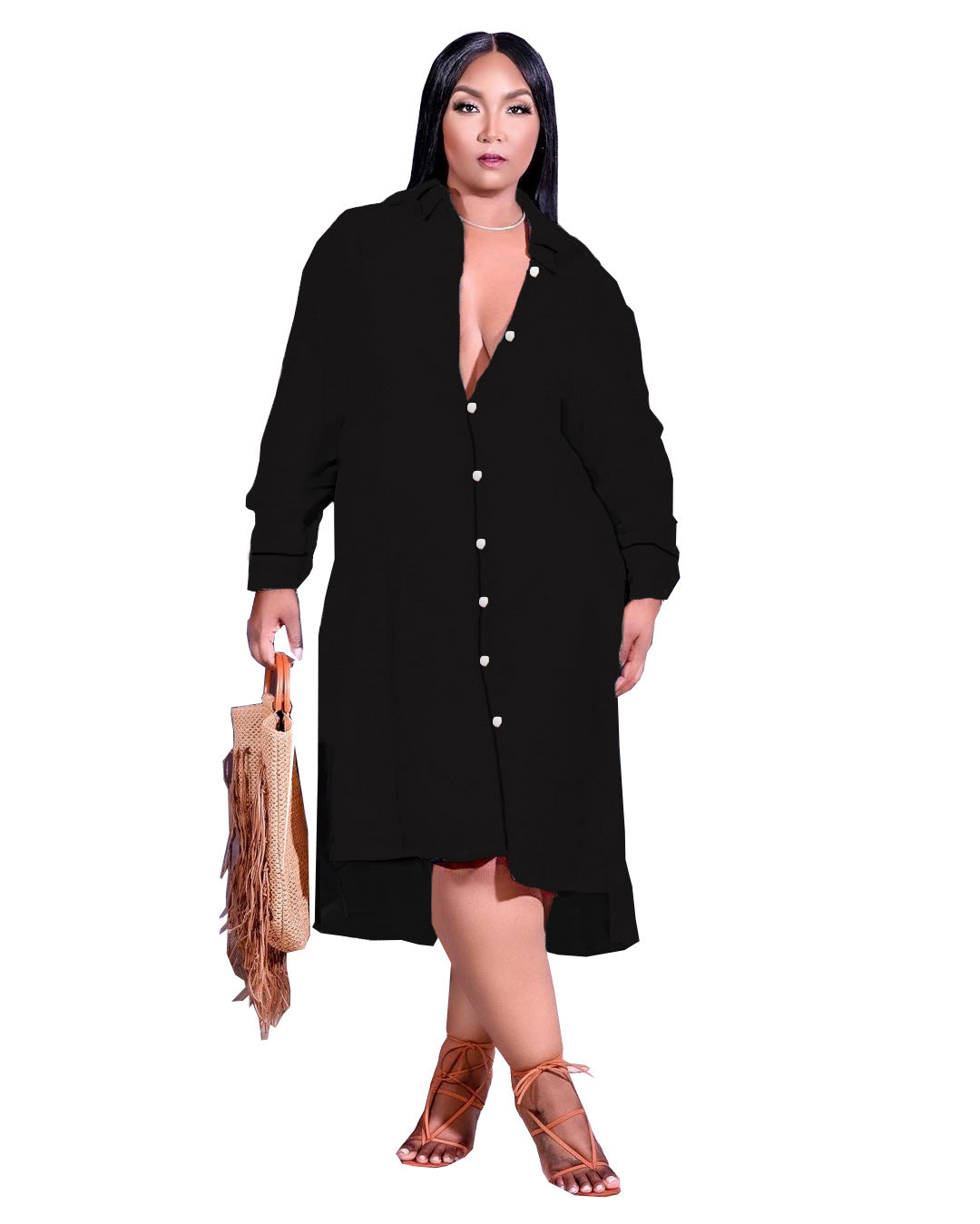 Casual Dress Women Plus Size Shirt Dresses Plus Size Women's Blouses & Shirts