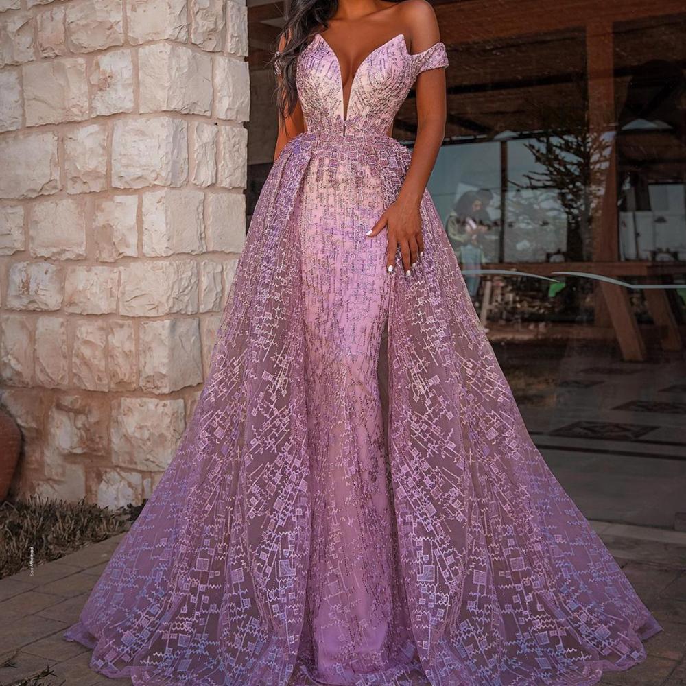 Plus Size Banquet Slim Net Gauze Sequin Evening Dress