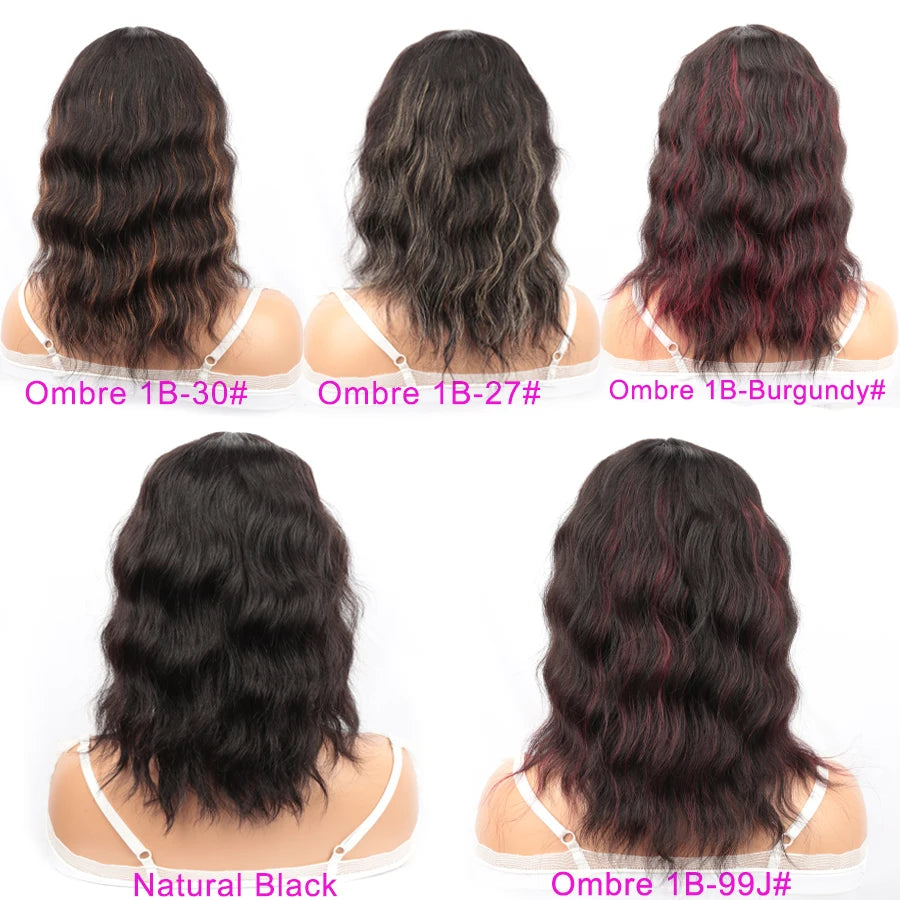 Wet And Wavy Bob Wigs With Bangs Ombre Human Hair Wigs Brazilian Natural Wave Wig
