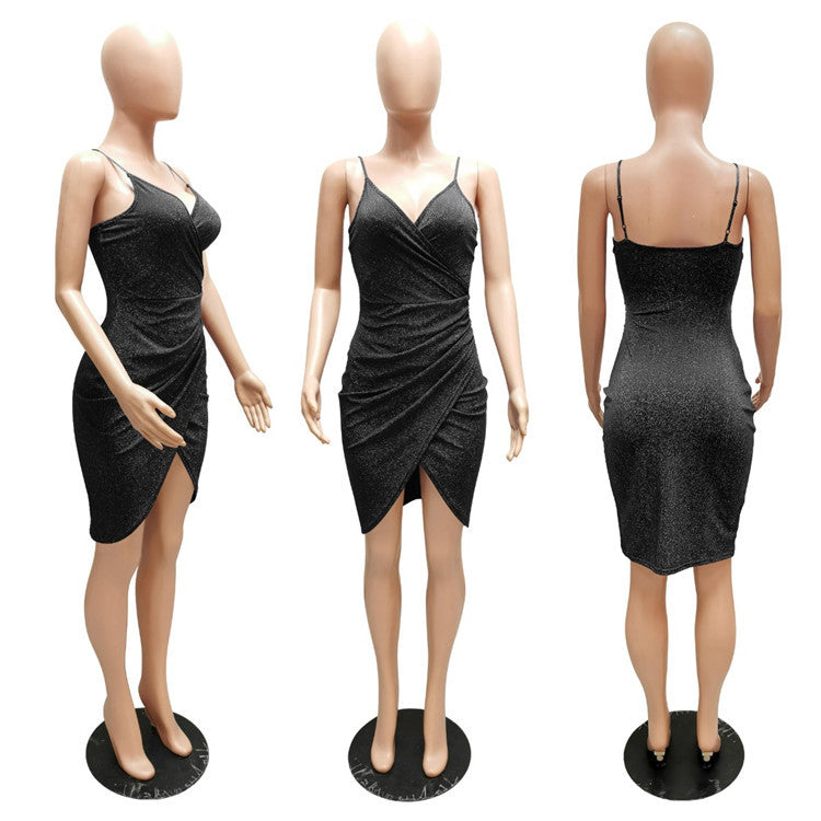 Shiny Ruffle Slip Dress