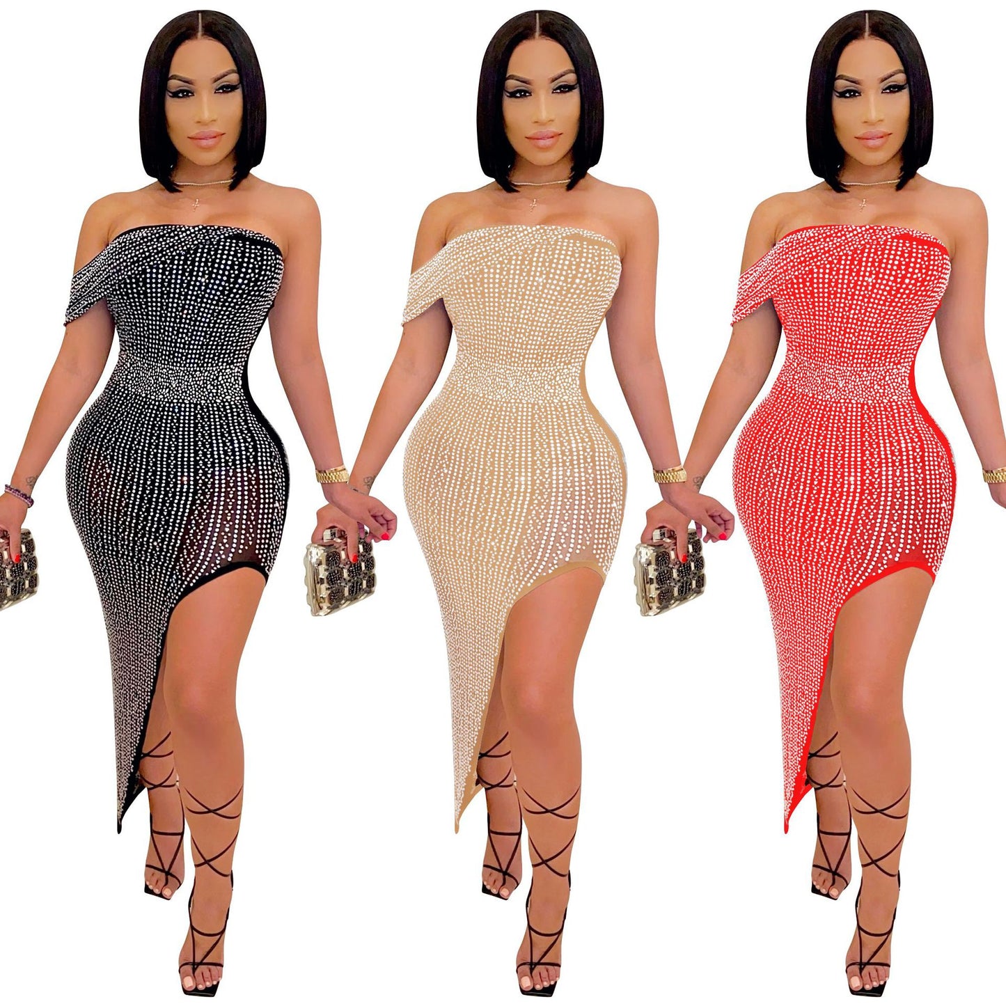 Sexy Irregular Summer Sheer Short Dress