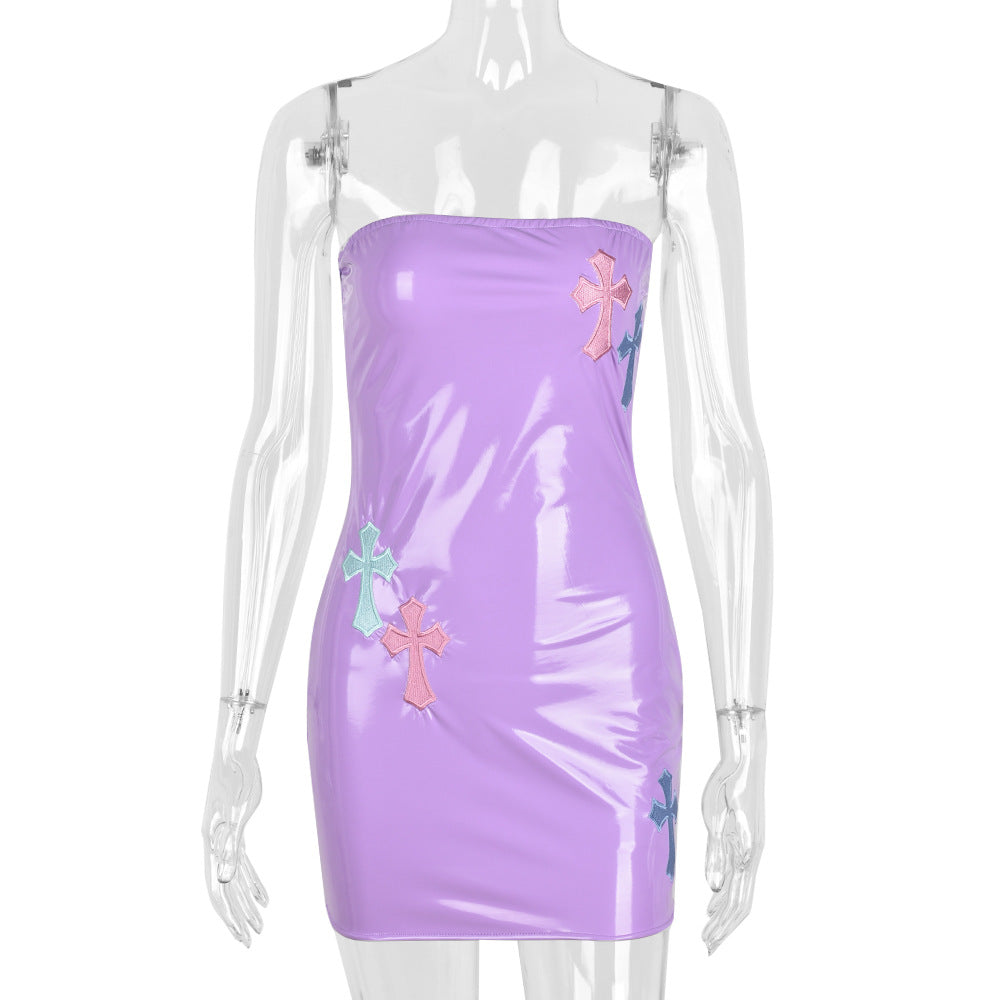 Ladies Sexy Casual Stylish Dress Plus Size Elegant Leather Summer Dress