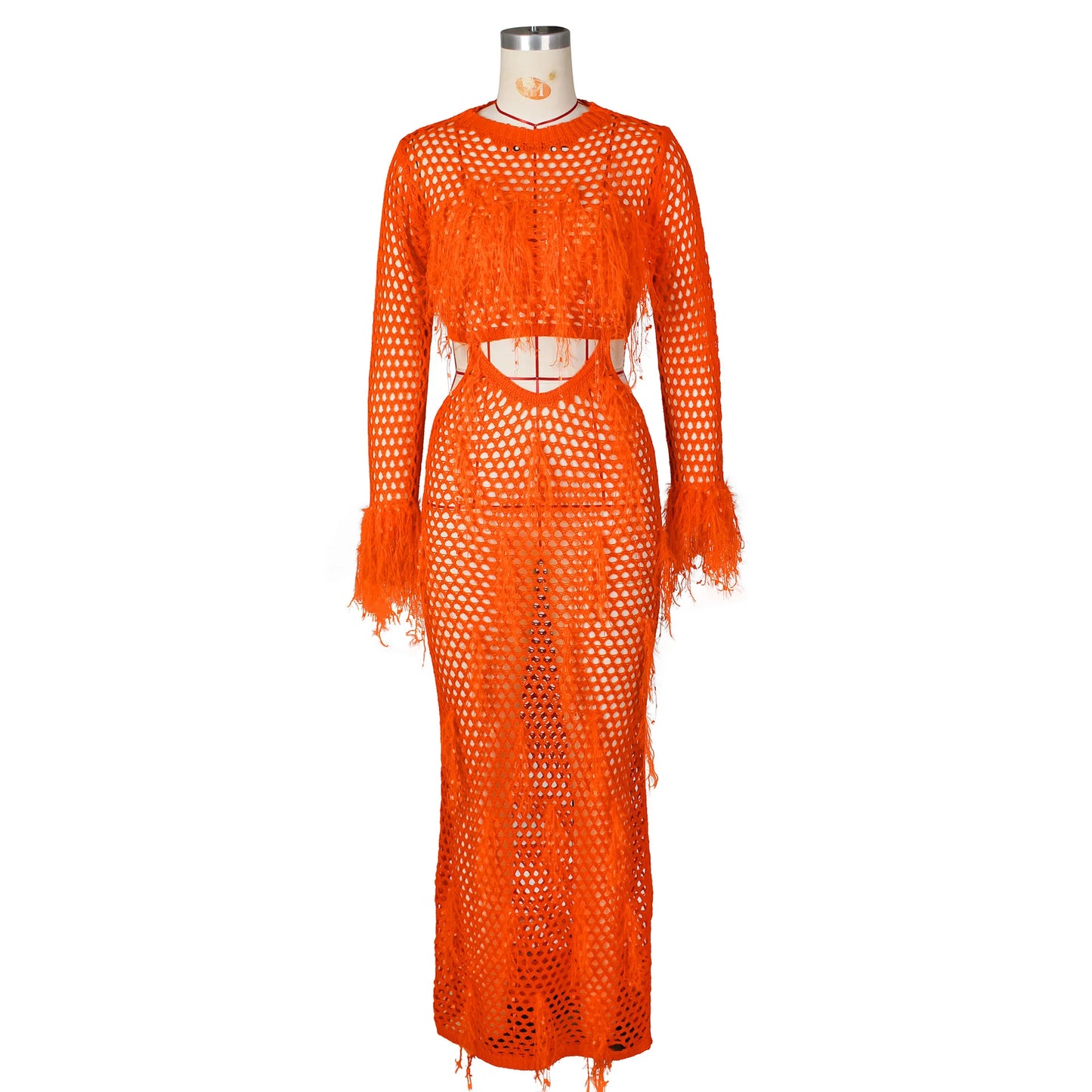 Full Sleeve Hollow Out Sexy Party Dress Spring  Women Night Dresses for Women