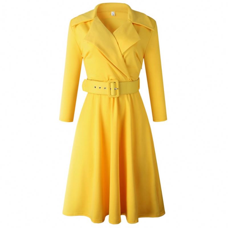 Plus Size Pleated Midi A-Line American Casual Dress