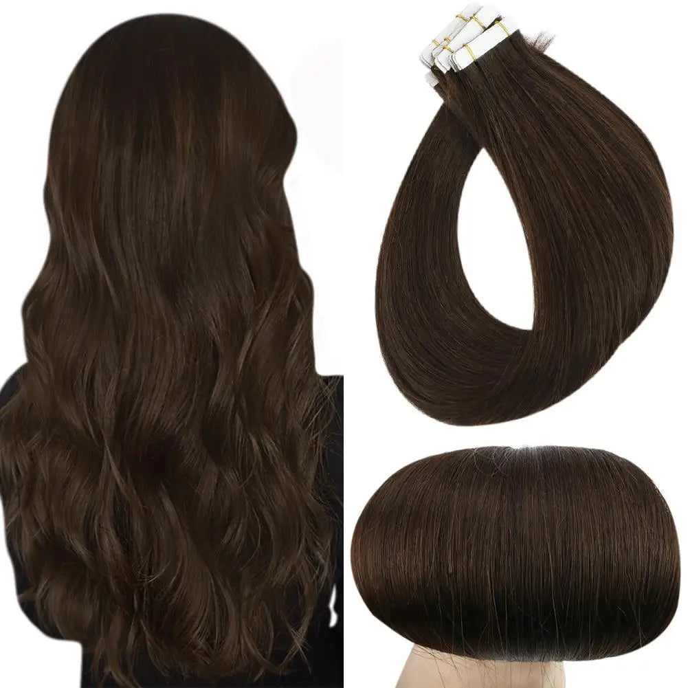 Full Shine Virgin Hand Tied Tape In Adhesives Human Hair Extensions PU Skin Weft Blonde Color Invisible Seamless Injection