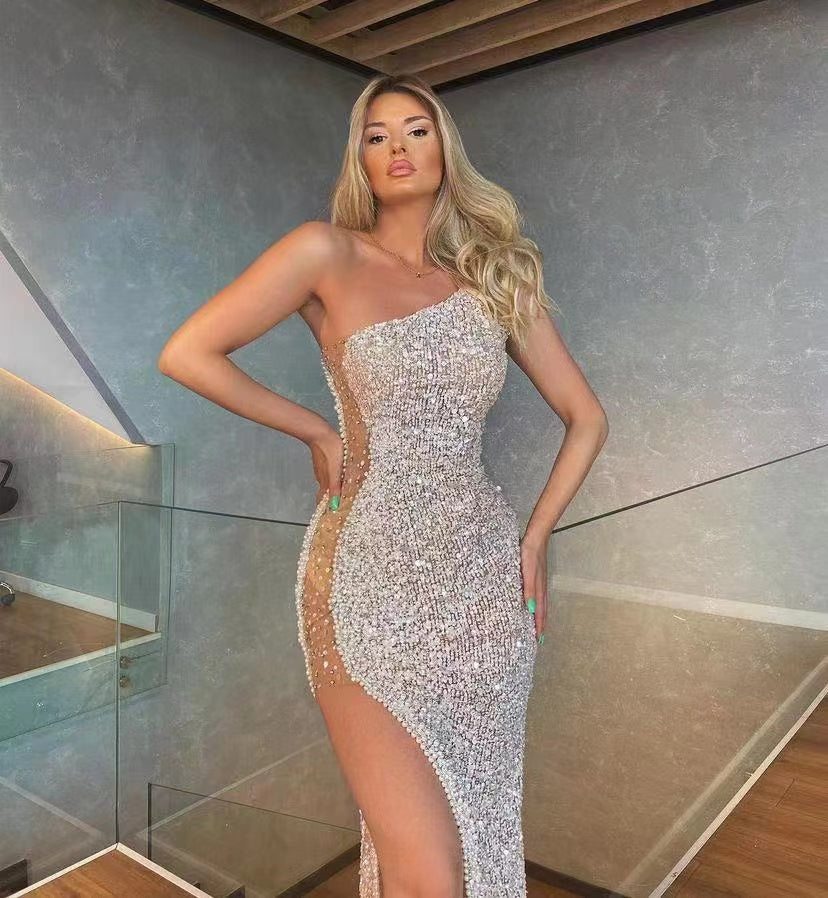 Long Elegant Diamond Dress