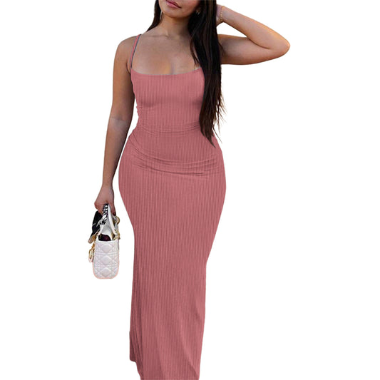 Women Casual Dress Trendy Solid Knitted Dress