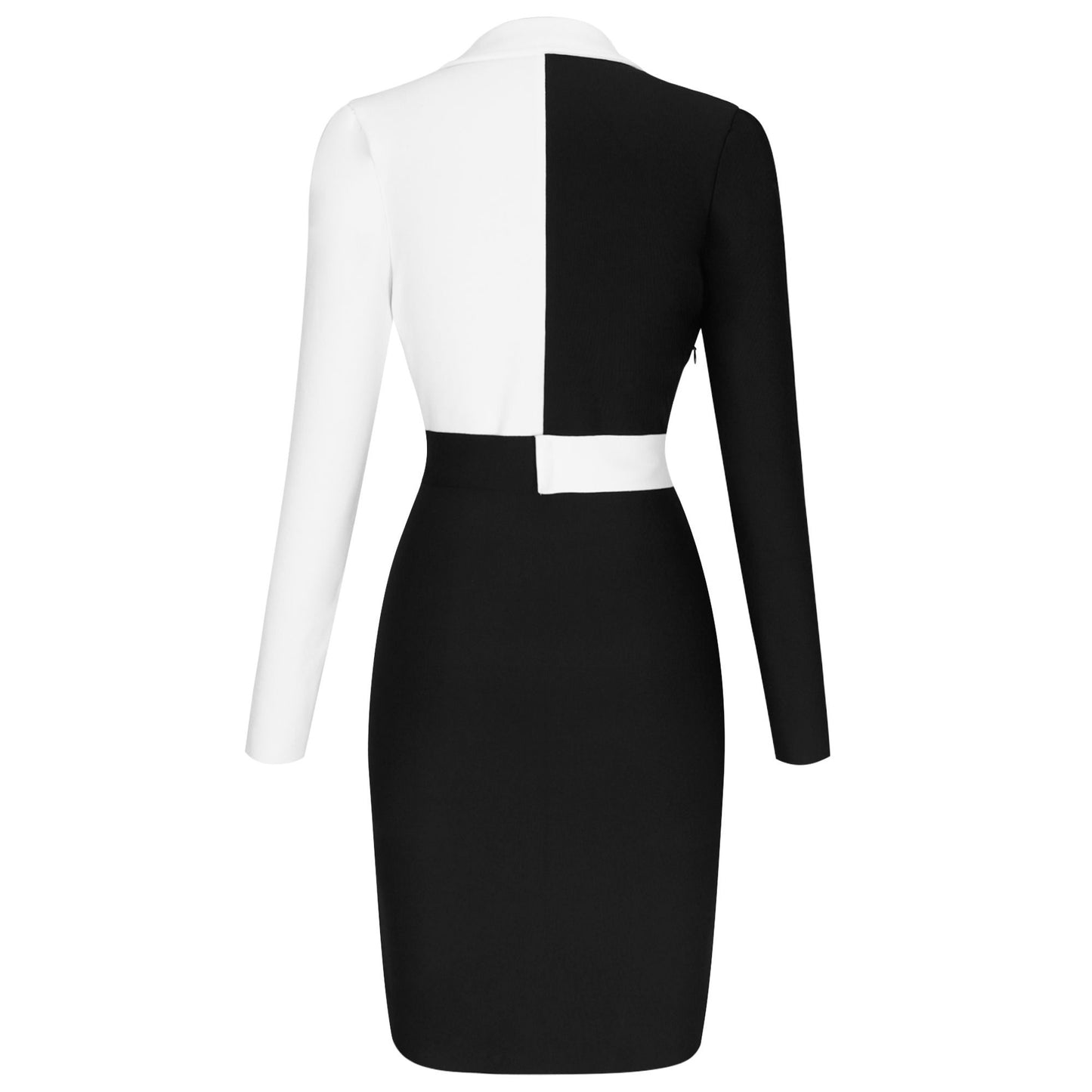 Ladies Elegant Contrast Color Designer Dress  Lady Office Dress for Work