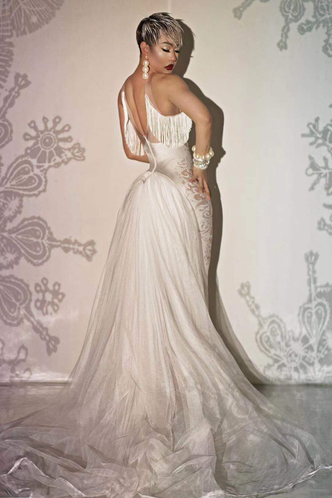 Sexy White Chiffon Ball Gowns for Women See Through Wedding Dress Off Shoulder