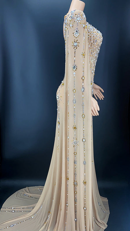 Spring Clothing Crystal Long Diamond Dress Luxury Formal Dresses for Party