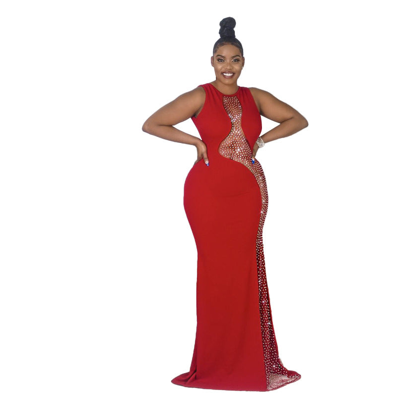 Diamond Hollow Maxi Dress Party Wear Dress for Women