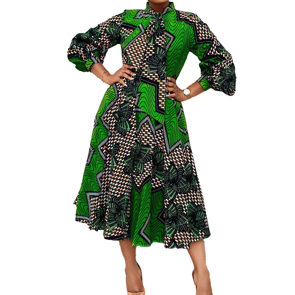 Women Elegant Casual Dress Printed Maxi Skirt