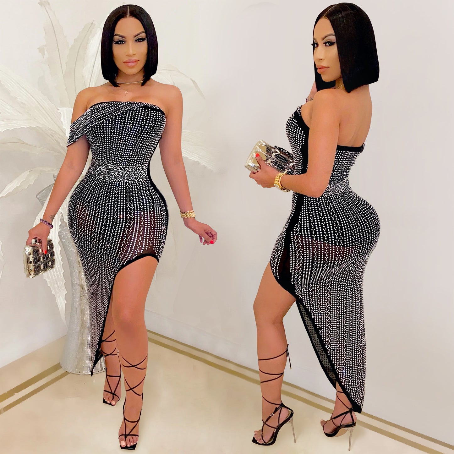 Sexy Irregular Summer Sheer Short Dress