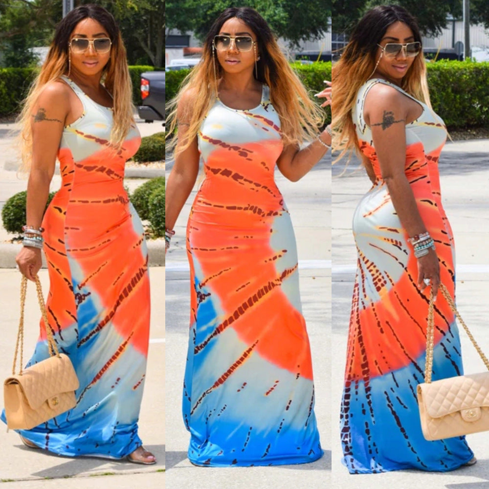 Paisley Printed Sleeveless Maxi Casual Long Dress