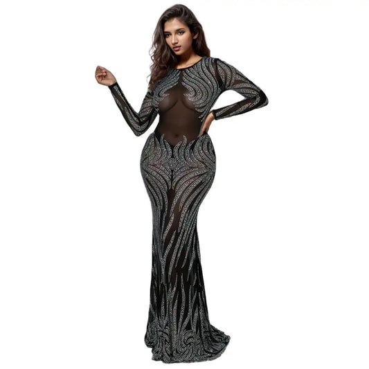 High Quality Party Gown Mermaid Transparent Women Evening Dress