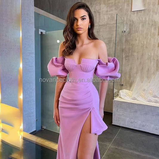 Sexy Elegant Side Slit Plus Size Women Party Evening Gown