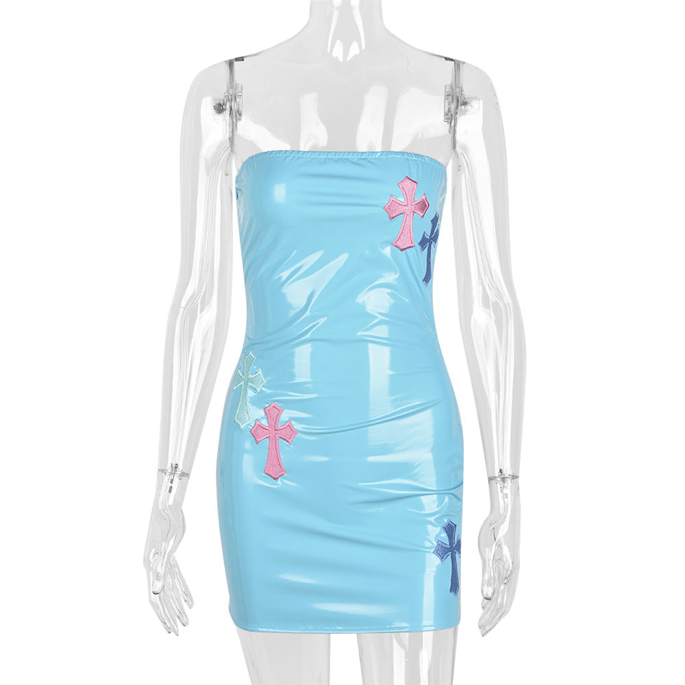 Ladies Sexy Casual Stylish Dress Plus Size Elegant Leather Summer Dress