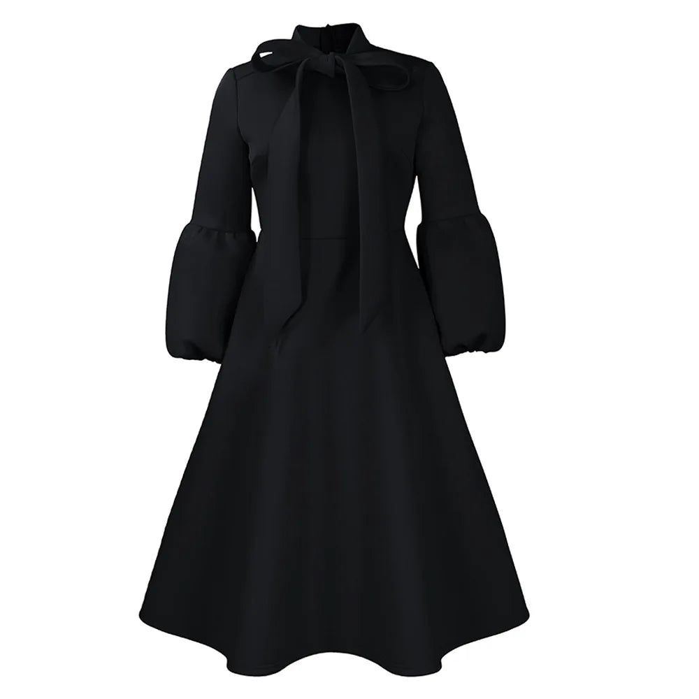 Black Women African Bow Neck Formal Party Dress