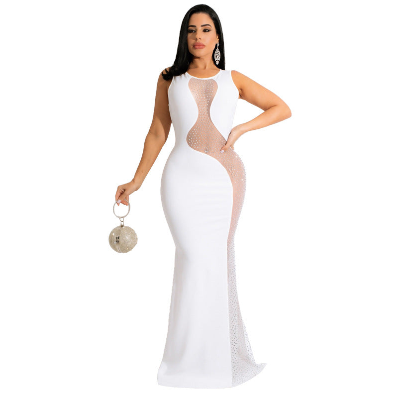 Diamond Hollow Maxi Dress Party Wear Dress for Women