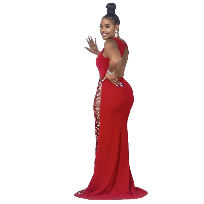 Diamond Hollow Maxi Dress Party Wear Dress for Women