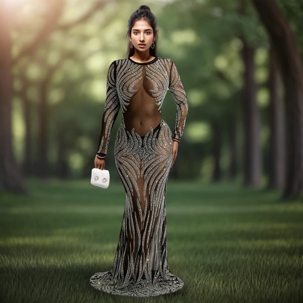High Quality Party Gown Mermaid Transparent Women Evening Dress