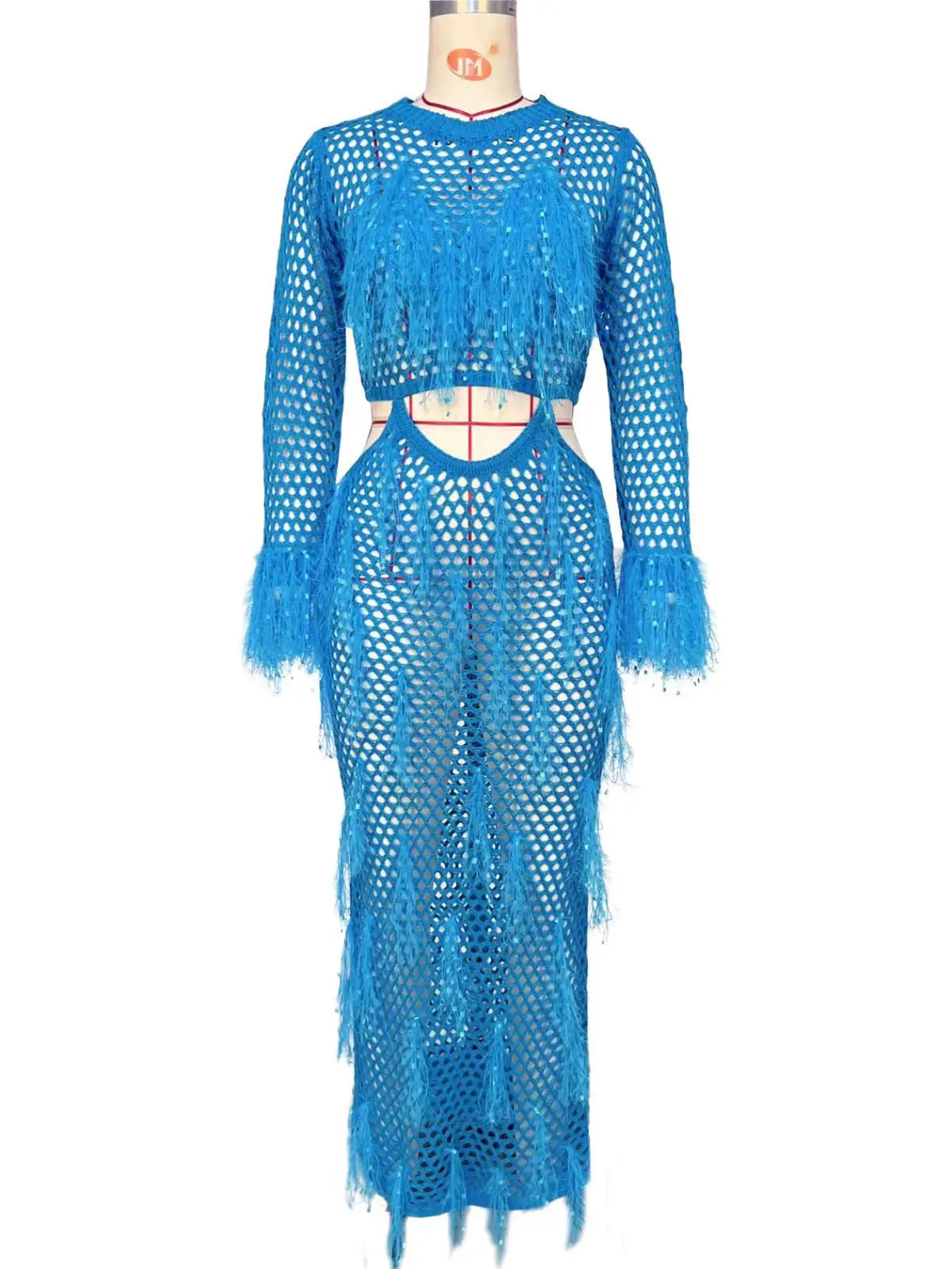 Full Sleeve Hollow Out Sexy Party Dress Spring  Women Night Dresses for Women