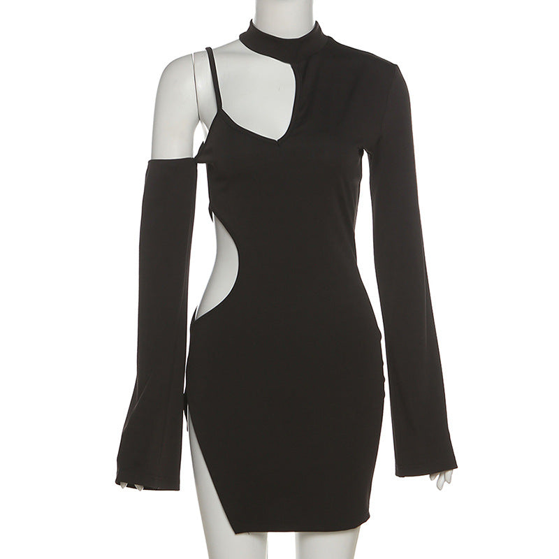 Black Satin Sexy Party Dress