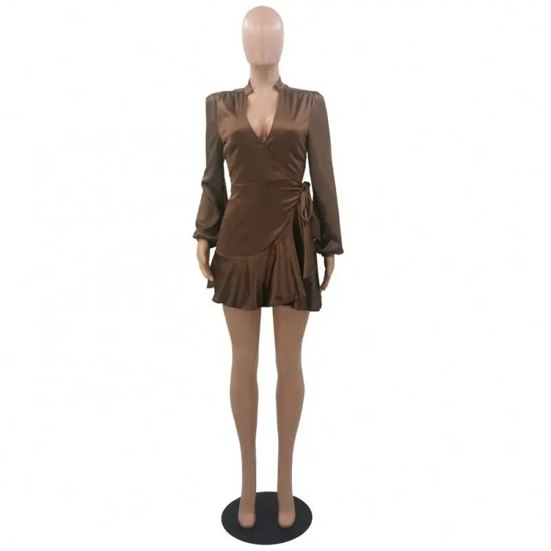 Spring Sexy Dresses V Neck Long Sleeve Ladies Office Dress