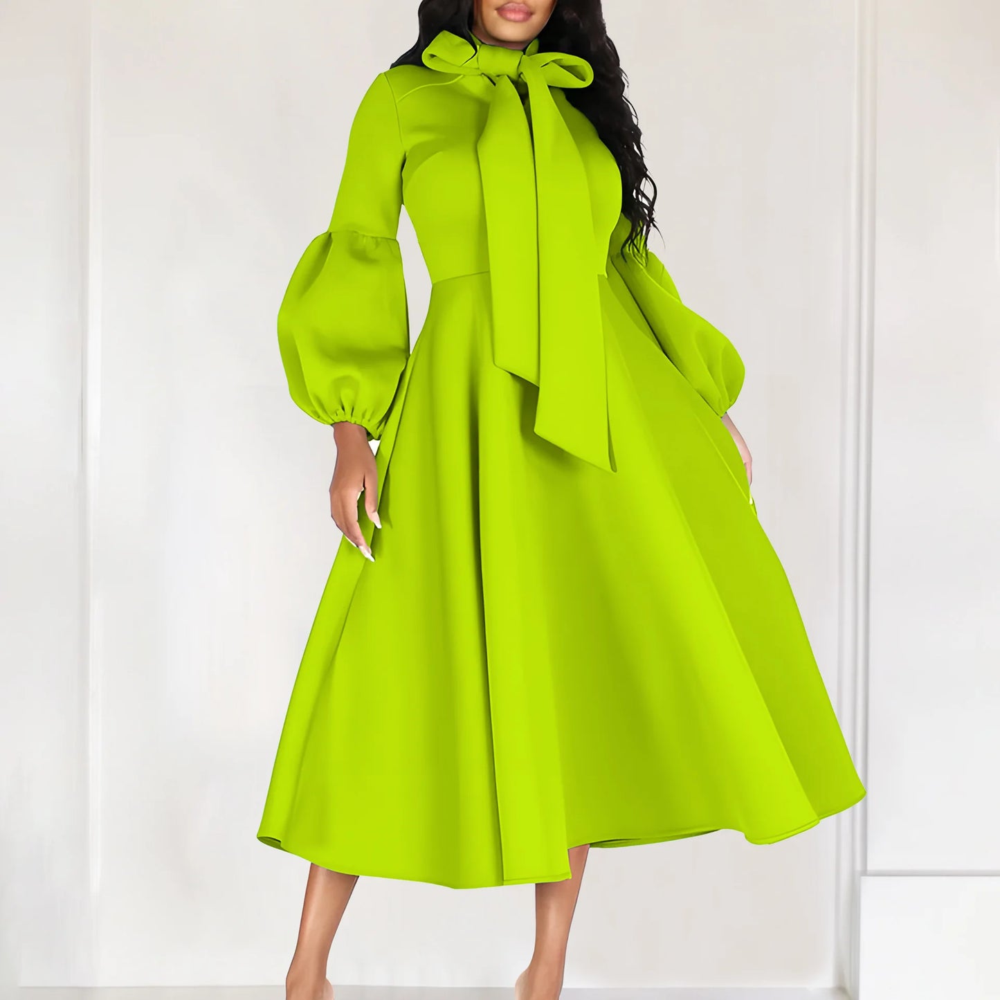 Black Women African Bow Neck Formal Party Dress