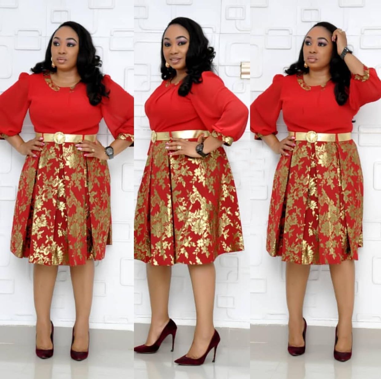 African Summer Dresses Women Elegant Office Wrap Midi Dress