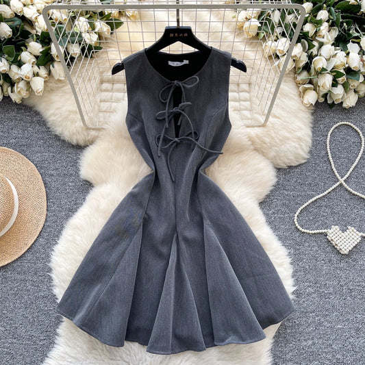 Women Sleeveless Pleated Mini Dress Sexy Tight Fit Elegant Sexy Dress
