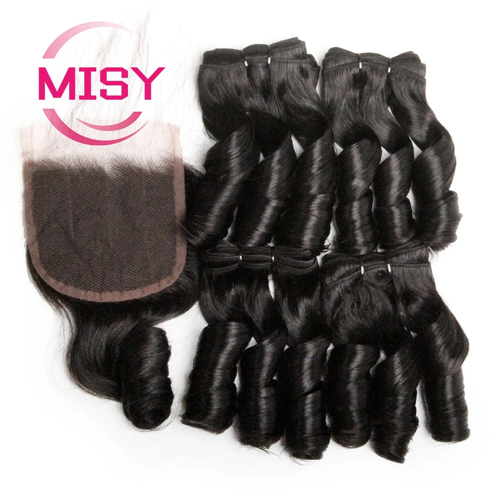 Loose Wave Brazilian Hair 4 Bundles With Closure Ombre Colored Human Hair Bundles With Closure Remy Human Hair