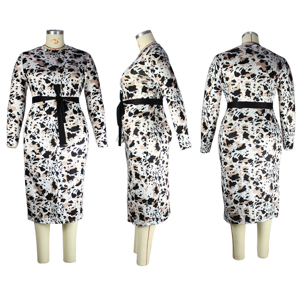 Leopard Print Women's Dresses Office Wear Plus Size Church Dress Plus Size