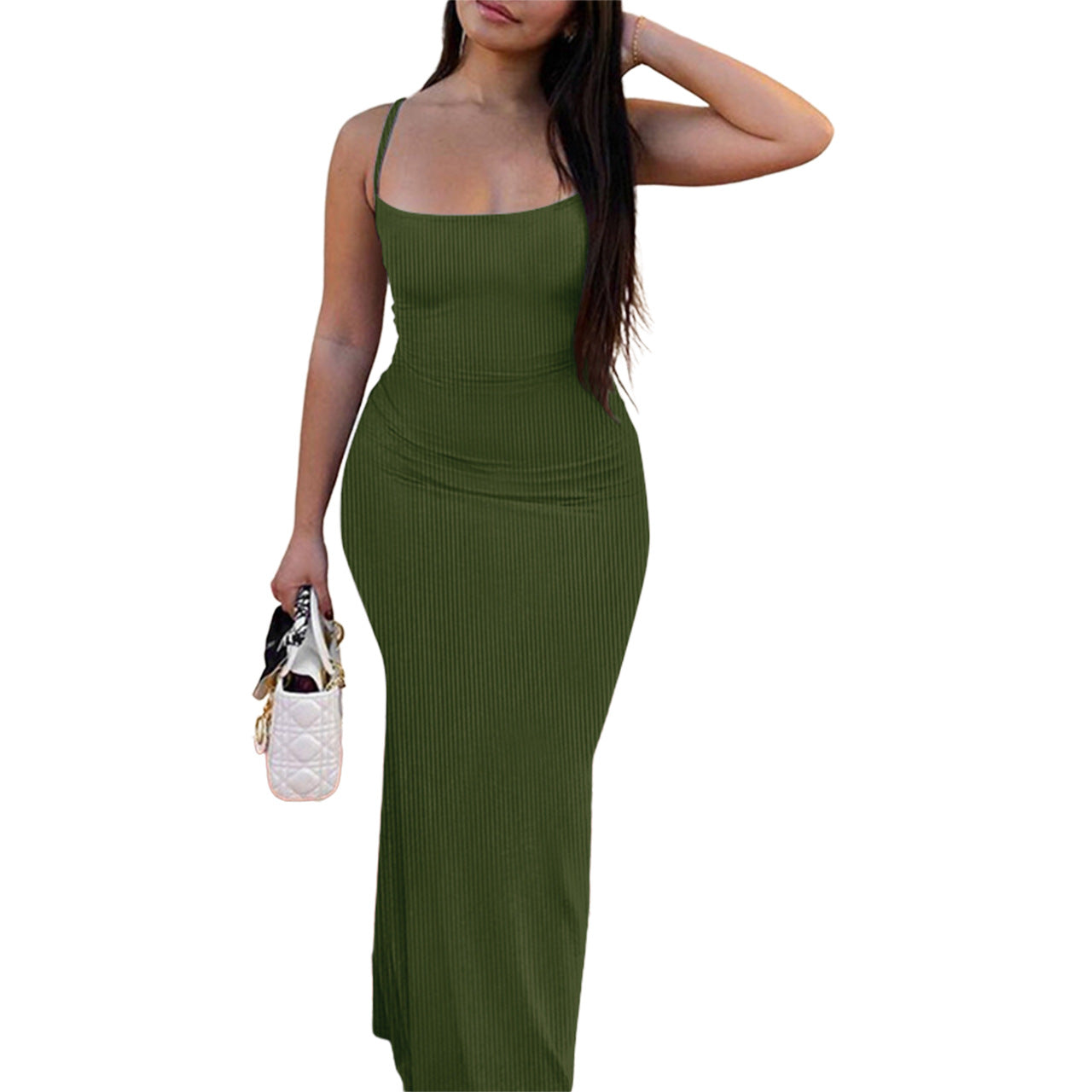 Women Casual Dress Trendy Solid Knitted Dress