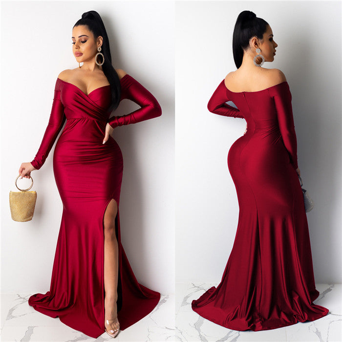 Off Shoulder Evening Dresses Women Elegant Ladies Dress