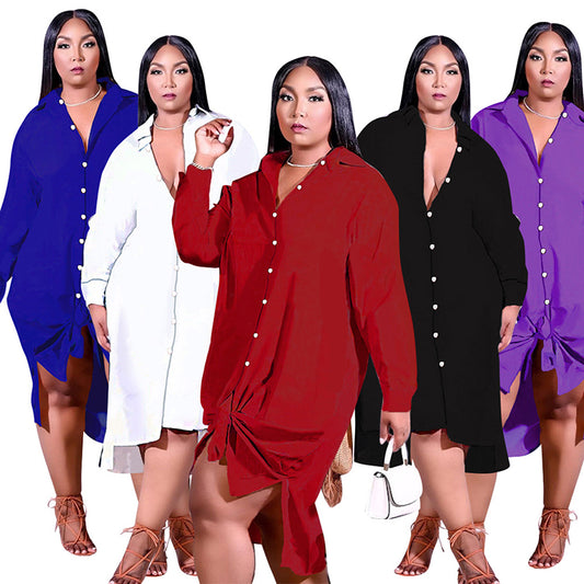 Casual Dress Women Plus Size Shirt Dresses Plus Size Women's Blouses & Shirts