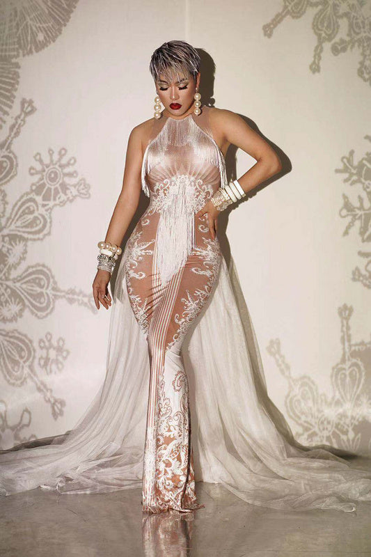 Sexy White Chiffon Ball Gowns for Women See Through Wedding Dress Off Shoulder