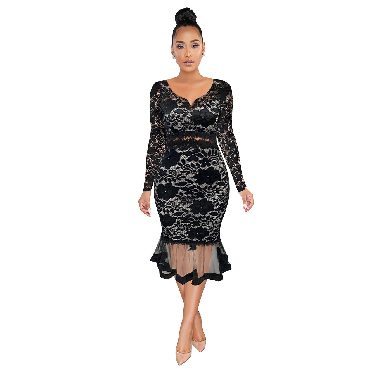 Summer Dress Women Lady Elegant Lace Mermaid Casual Dress