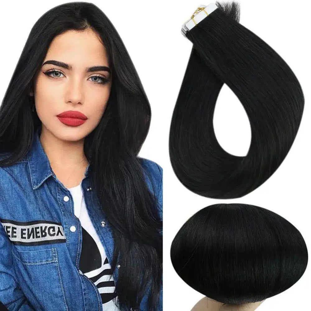 Full Shine Virgin Hand Tied Tape In Adhesives Human Hair Extensions PU Skin Weft Blonde Color Invisible Seamless Injection