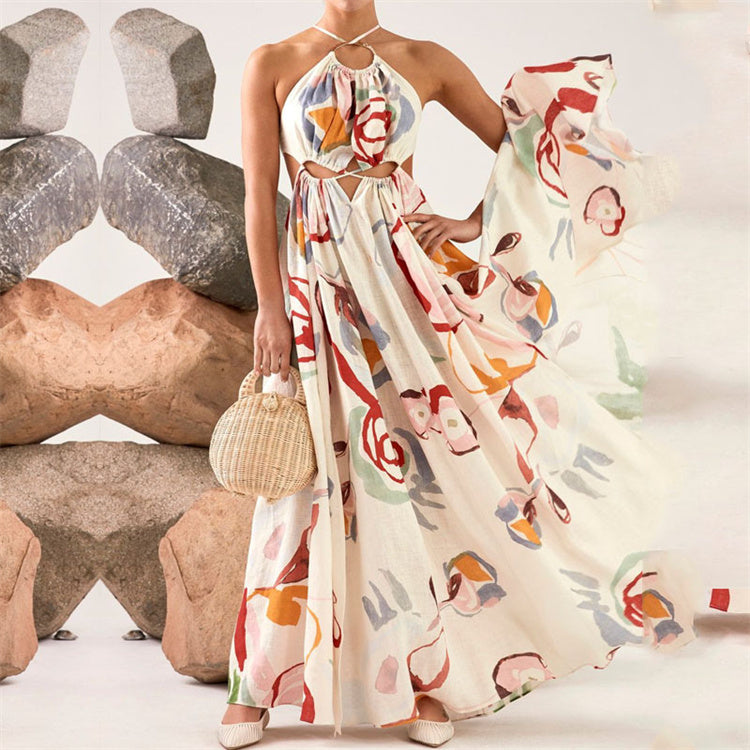 Fashion Long Puff Shoulder Floral Print Pleated Mini Dress Party Women Dresses