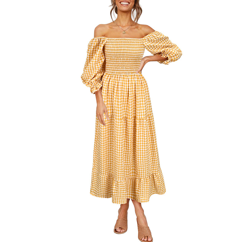 Long Elegant Casual Dress Woman Puff Sleeve Ladies Party Dress
