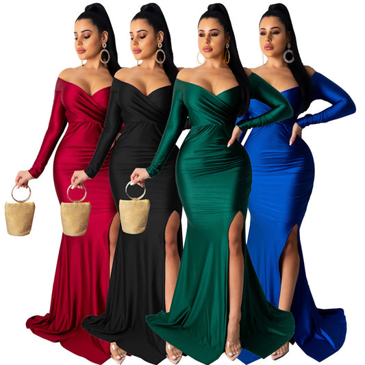 Off Shoulder Evening Dresses Women Elegant Ladies Dress